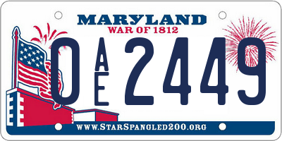 MD license plate 0AE2449