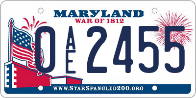MD license plate 0AE2455