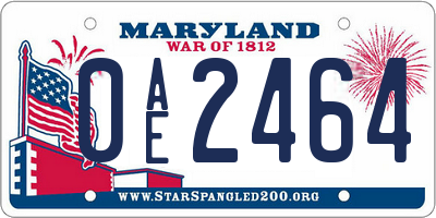 MD license plate 0AE2464