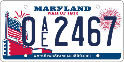 MD license plate 0AE2467