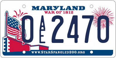 MD license plate 0AE2470