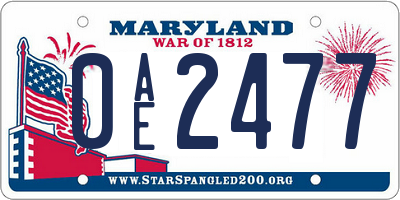MD license plate 0AE2477