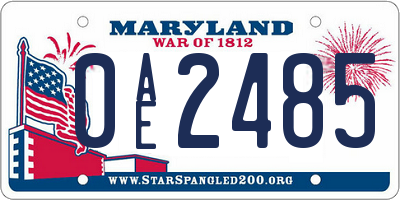 MD license plate 0AE2485