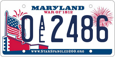 MD license plate 0AE2486