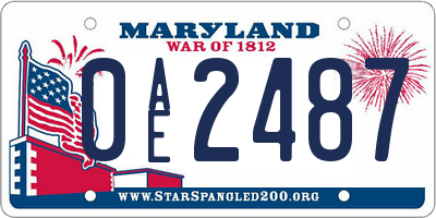 MD license plate 0AE2487