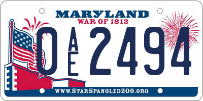MD license plate 0AE2494