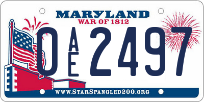 MD license plate 0AE2497