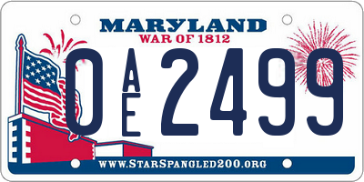 MD license plate 0AE2499