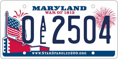 MD license plate 0AE2504