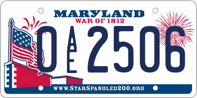 MD license plate 0AE2506