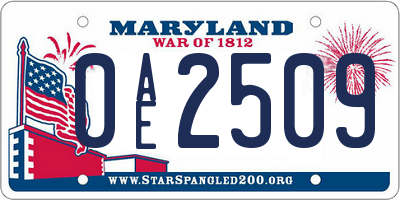 MD license plate 0AE2509