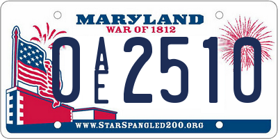 MD license plate 0AE2510