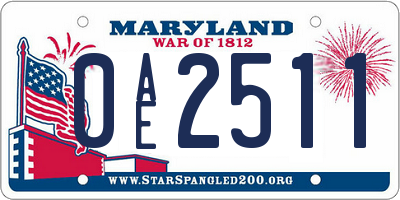 MD license plate 0AE2511