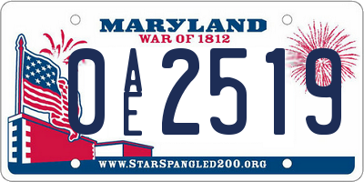 MD license plate 0AE2519