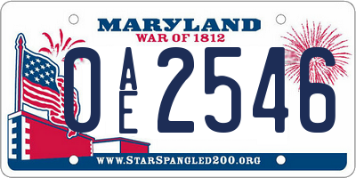MD license plate 0AE2546