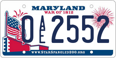 MD license plate 0AE2552