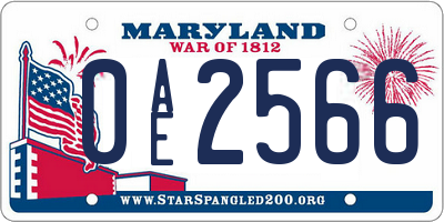 MD license plate 0AE2566