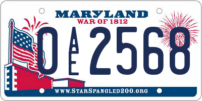 MD license plate 0AE2568