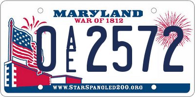MD license plate 0AE2572