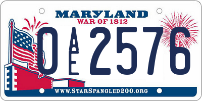 MD license plate 0AE2576