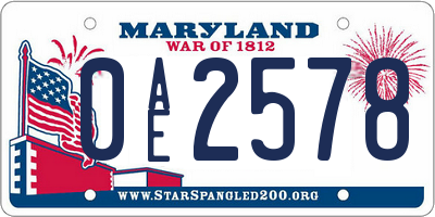 MD license plate 0AE2578
