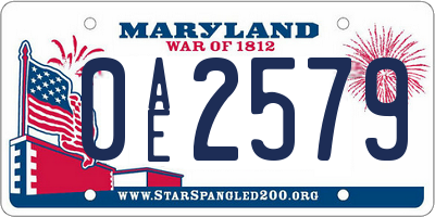 MD license plate 0AE2579
