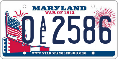 MD license plate 0AE2586