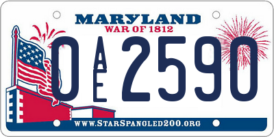 MD license plate 0AE2590