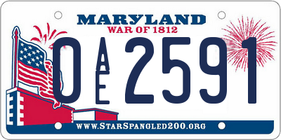 MD license plate 0AE2591