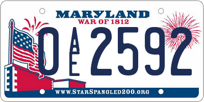 MD license plate 0AE2592
