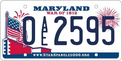 MD license plate 0AE2595