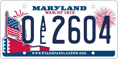 MD license plate 0AE2604