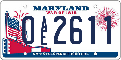 MD license plate 0AE2611