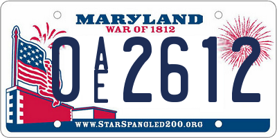 MD license plate 0AE2612