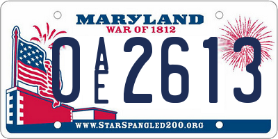 MD license plate 0AE2613