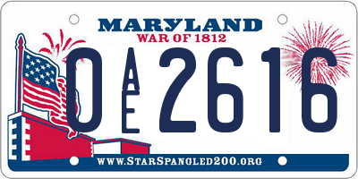 MD license plate 0AE2616