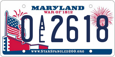 MD license plate 0AE2618