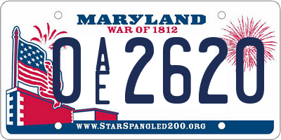 MD license plate 0AE2620