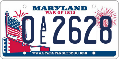 MD license plate 0AE2628