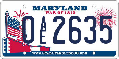 MD license plate 0AE2635
