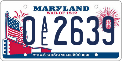 MD license plate 0AE2639