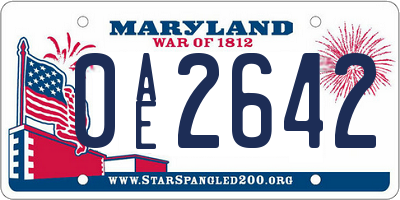 MD license plate 0AE2642