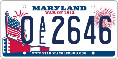 MD license plate 0AE2646
