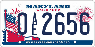 MD license plate 0AE2656
