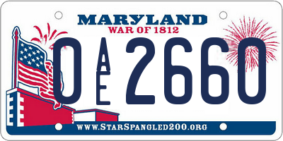 MD license plate 0AE2660