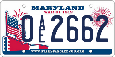 MD license plate 0AE2662