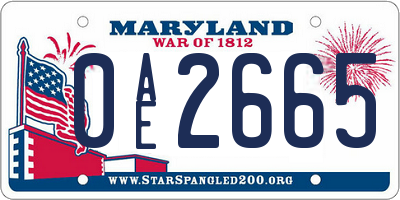 MD license plate 0AE2665