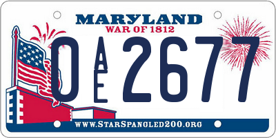 MD license plate 0AE2677