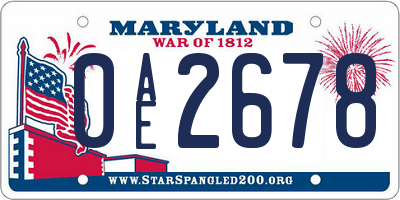 MD license plate 0AE2678