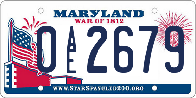MD license plate 0AE2679
